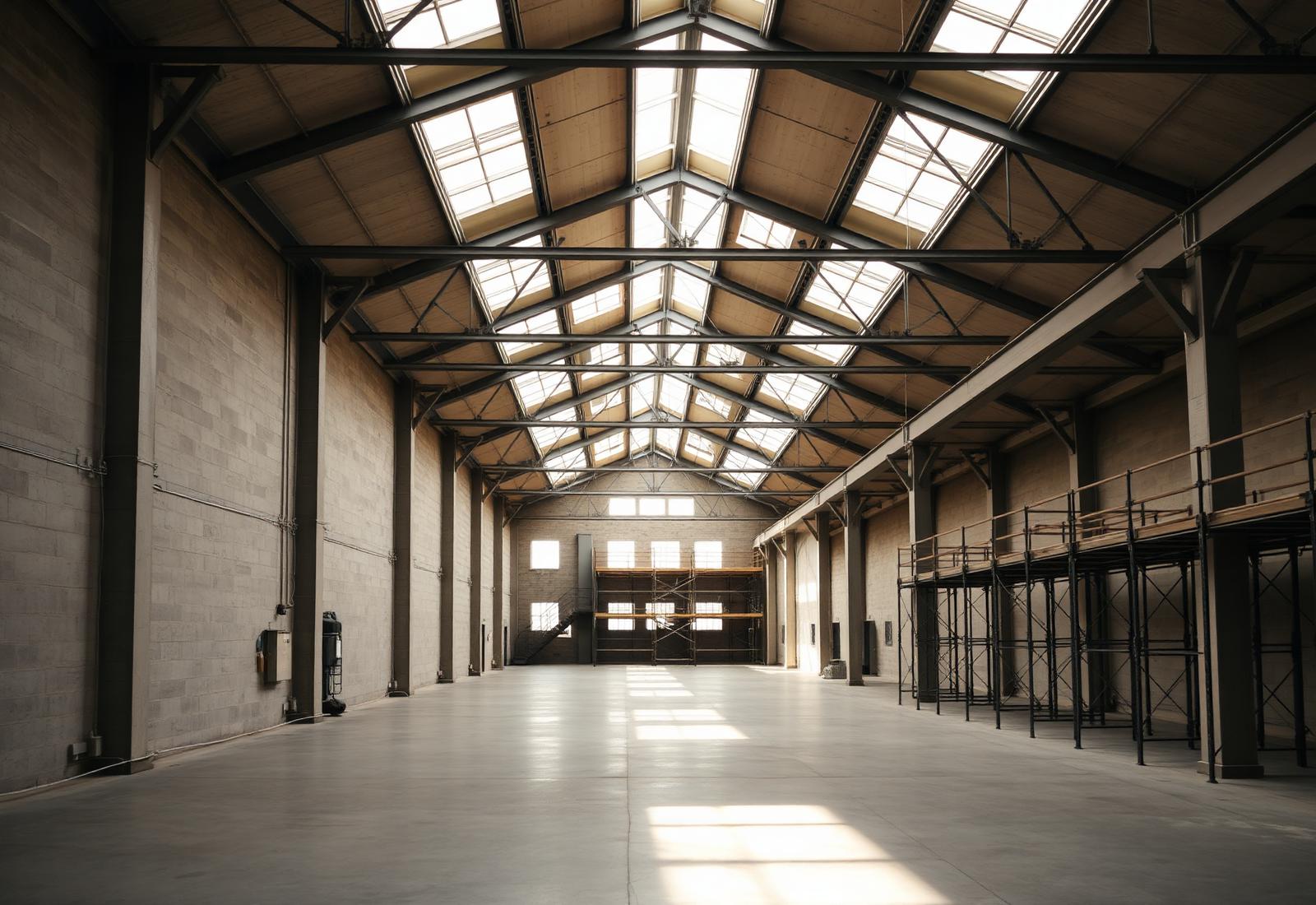 Renovation of a light industrial hall with skylights